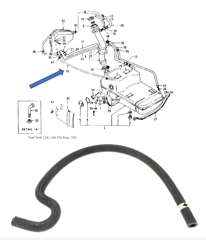 Gas Tank Vapor Hose for Datsun 240Z 260Z 1969-1974 Genuine Nissan