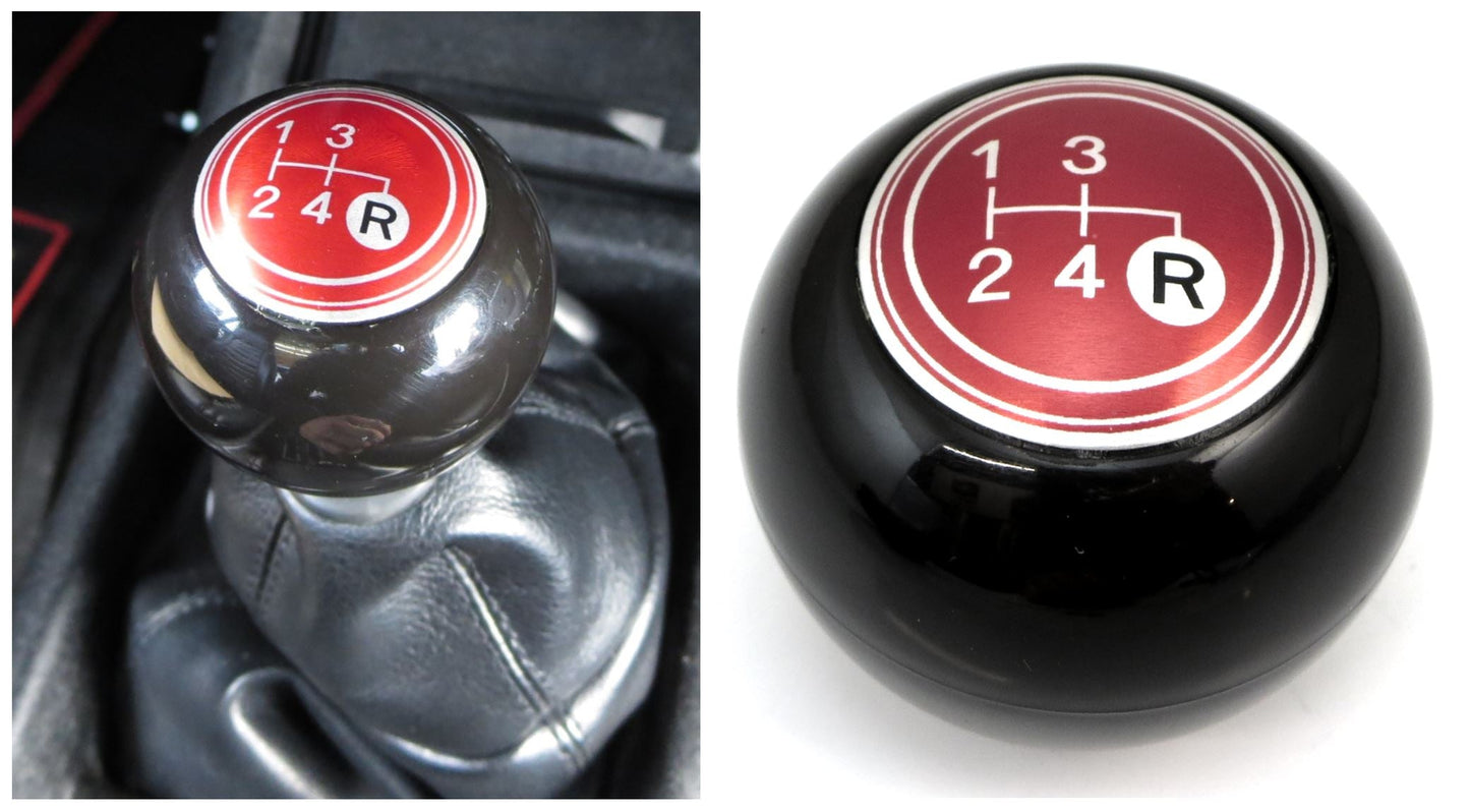 4-Speed Shift Knob Black w/ Red Pattern for Vintage Japanese Cars JDM CAR PARTS