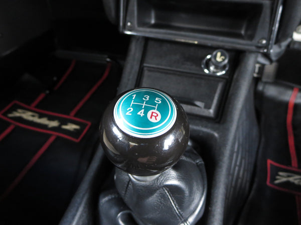 5-Speed Shift Knob Black w/ Green Pattern for Vintage Japanese Cars