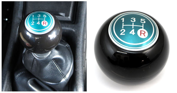 5-Speed Shift Knob Black w/ Green Pattern for Vintage Japanese Cars