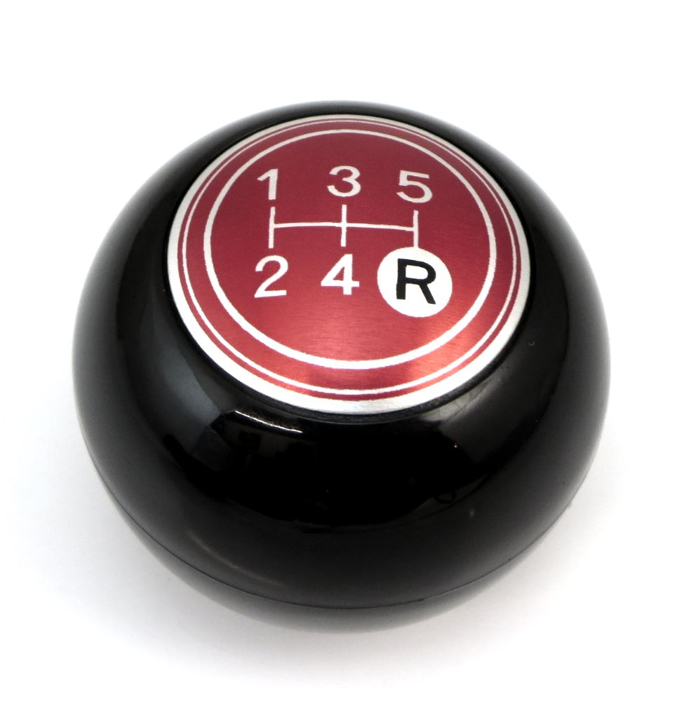 5-Speed Shift Knob Black w/ Red Pattern for Vintage Japanese Cars JDM CAR PARTS