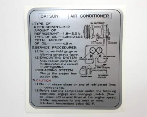 Air Condition Service Decal for Datsun 240Z / 260Z / 280Z