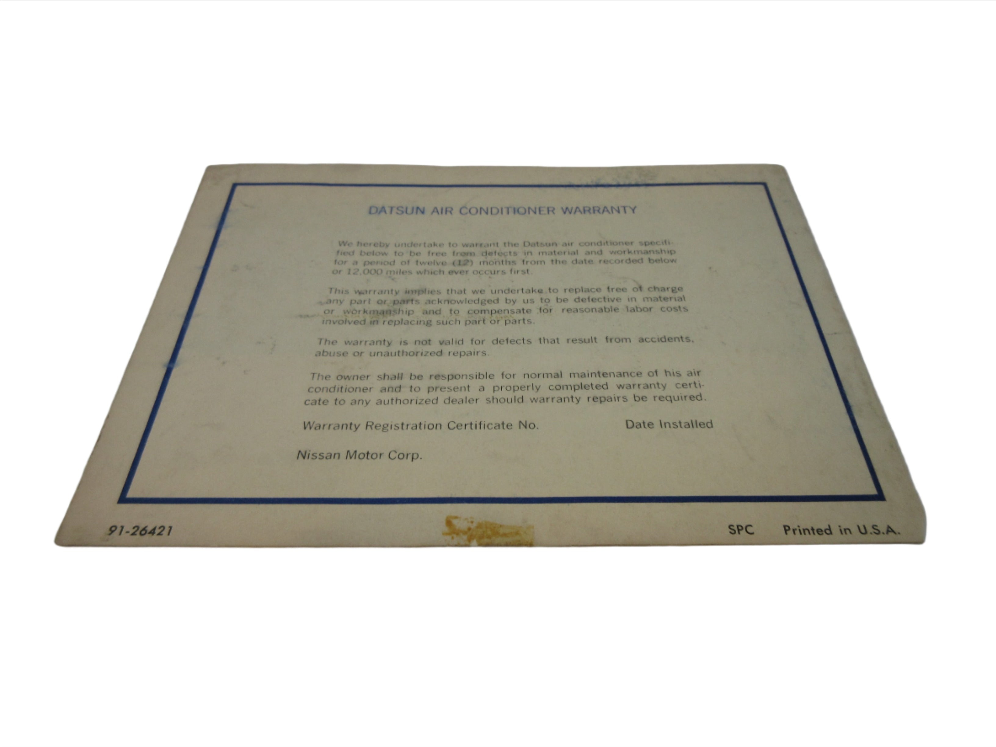 Datsun 240Z Air Conditioner Owner&rsquo;s Manual &amp; Warranty Set – JDM 