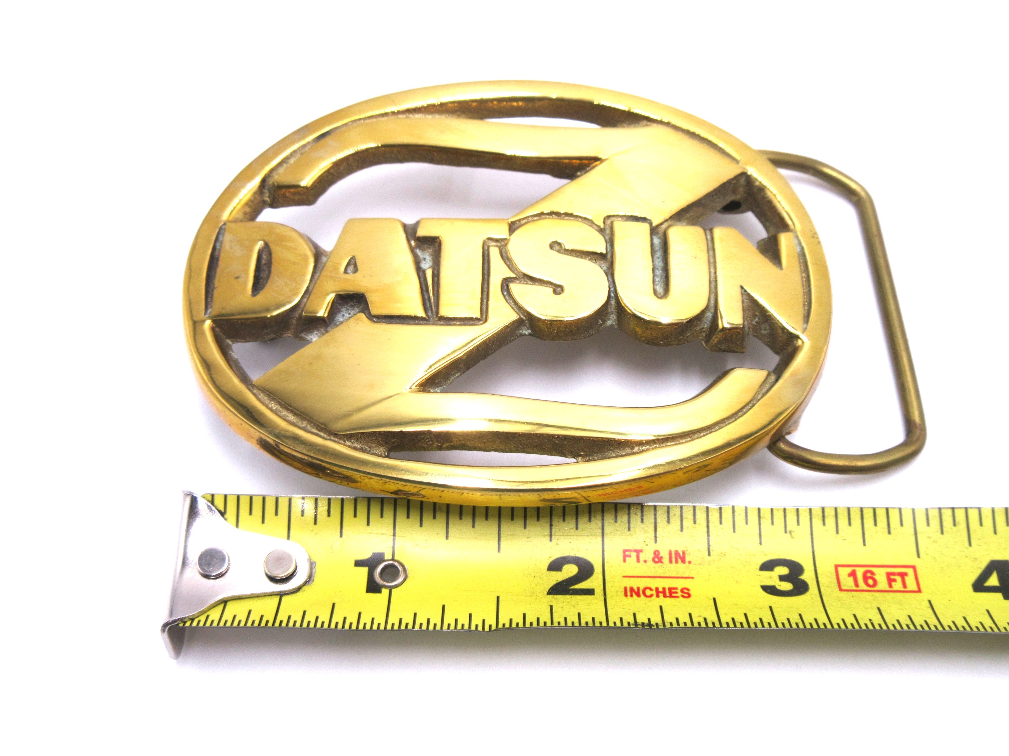 Vintage Datsun Solid Brass Belt Buckle 1978 NOS JDM CAR PARTS
