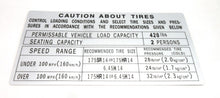  Datsun 240Z Glove box tire information decal
