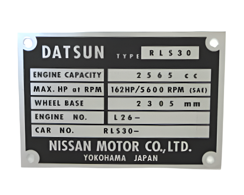 Engine Bay ID Plate for 1974 Datsun 260Z – JDM CAR PARTS Engine Bay ID Plate for 1974 Datsun 260Z – JDM CAR PARTS