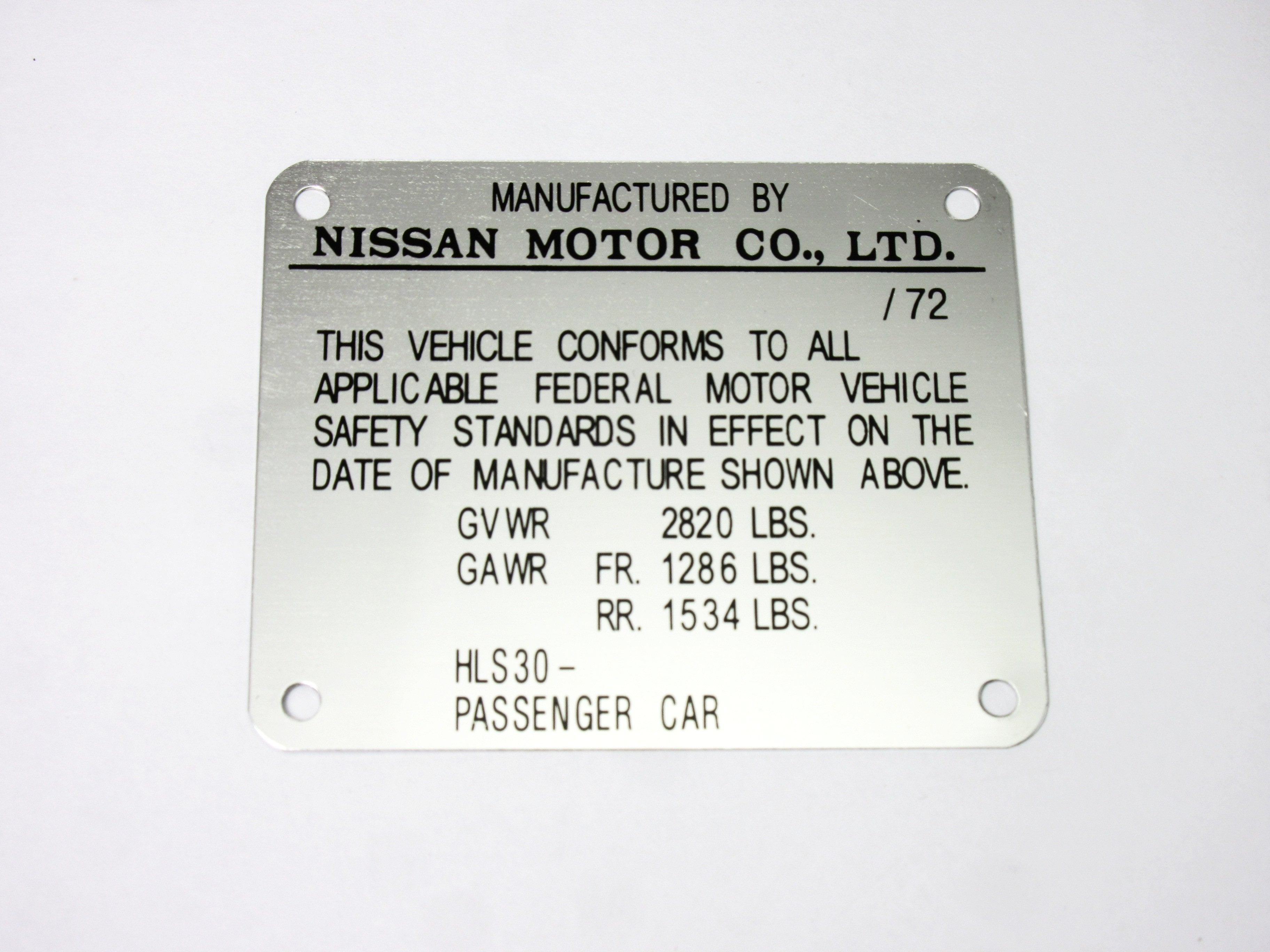 Door Jamb ID Plate for Late 1972 Datsun 240Z – JDM CAR PARTS