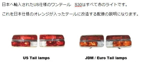 フェアレディZ　S30（Datsun 240Z） US仕様のテールライトを日本仕様のテールライトへ改造する図解です。 JDM CAR PARTS