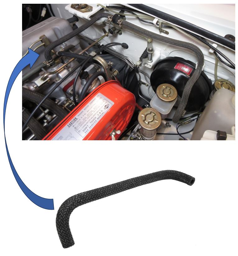 
                      
                        Intake Side Braided Brake Master Vacuum Hose Excat Reproduction for 1971-'73 Datsun 240Z (*Can be adapted to 280Z US))
                      
                    