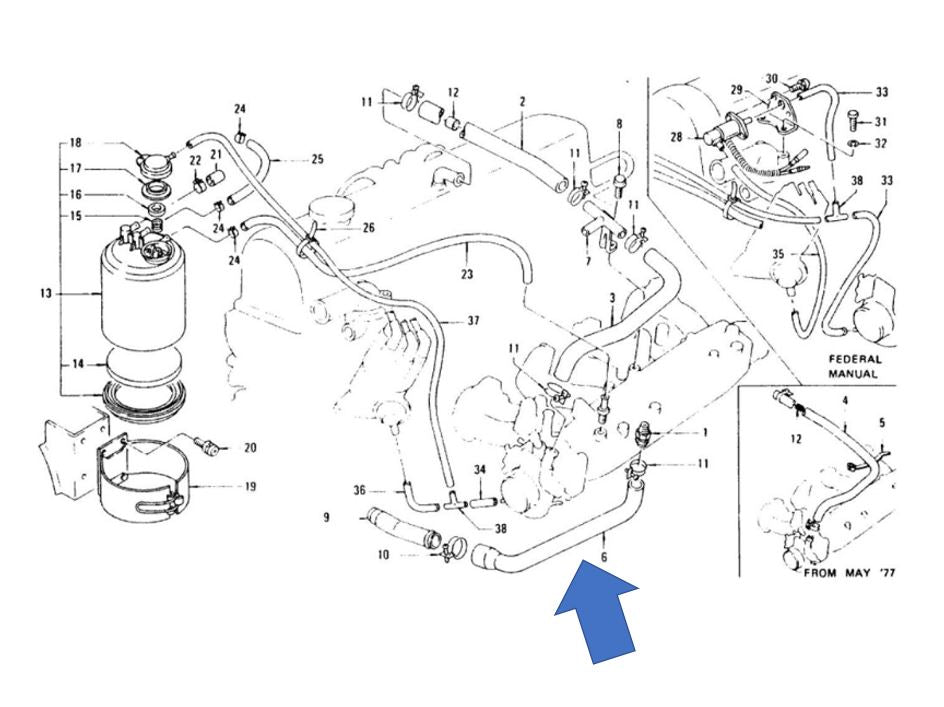 PCV Hose for Datsun 280Z 1975-78  Genuine Nissan NOS