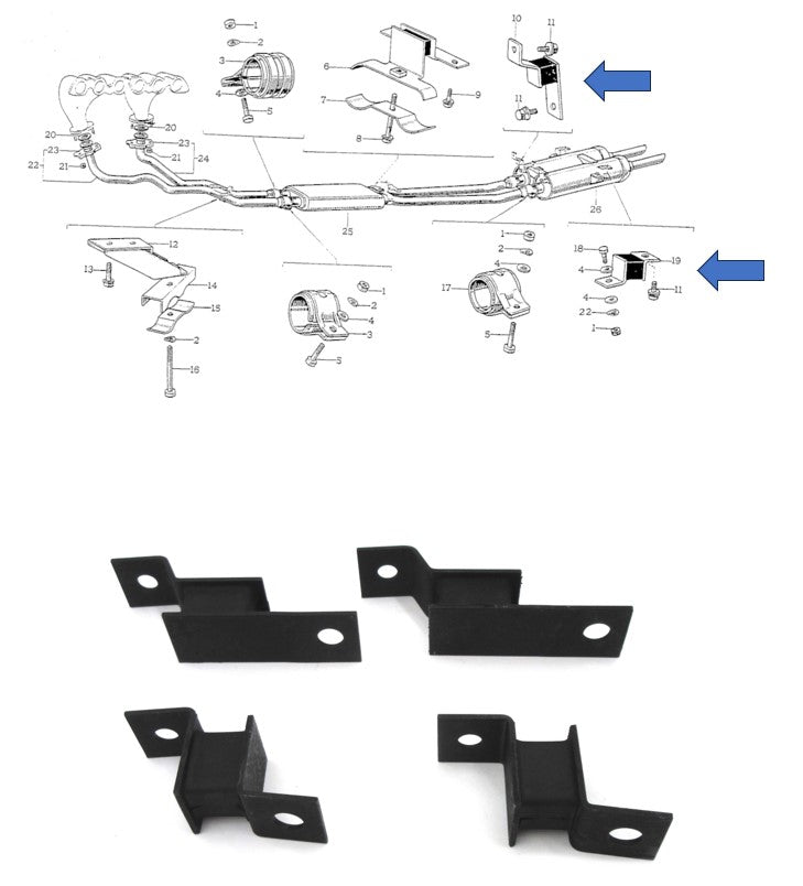 
                      
                        Muffler Hanger 4 PC Set for Toyota 2000GT Early / Late Model
                      
                    