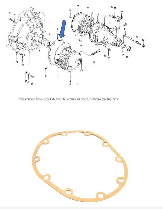 Transmission Case Gasket for Datsun 240Z Series 1 1969-1971 A Type 4 Speed Transmission