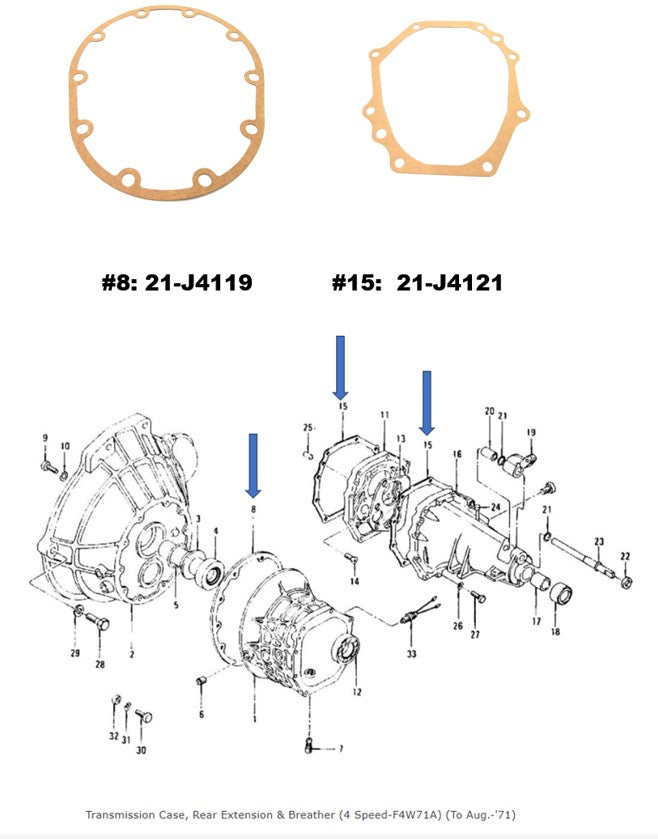 Transmission Case Gasket for Datsun 240Z Series 1 1969-1971 A Type 4 Speed Transmission