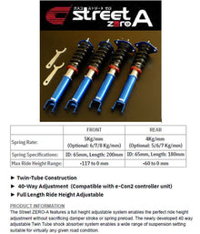  Cusco Coilover Kit Street Zero A Twintube with Rubber Upper Mounts 40 Way Full Ride Height Adjust for Mazda Miata NA / NB