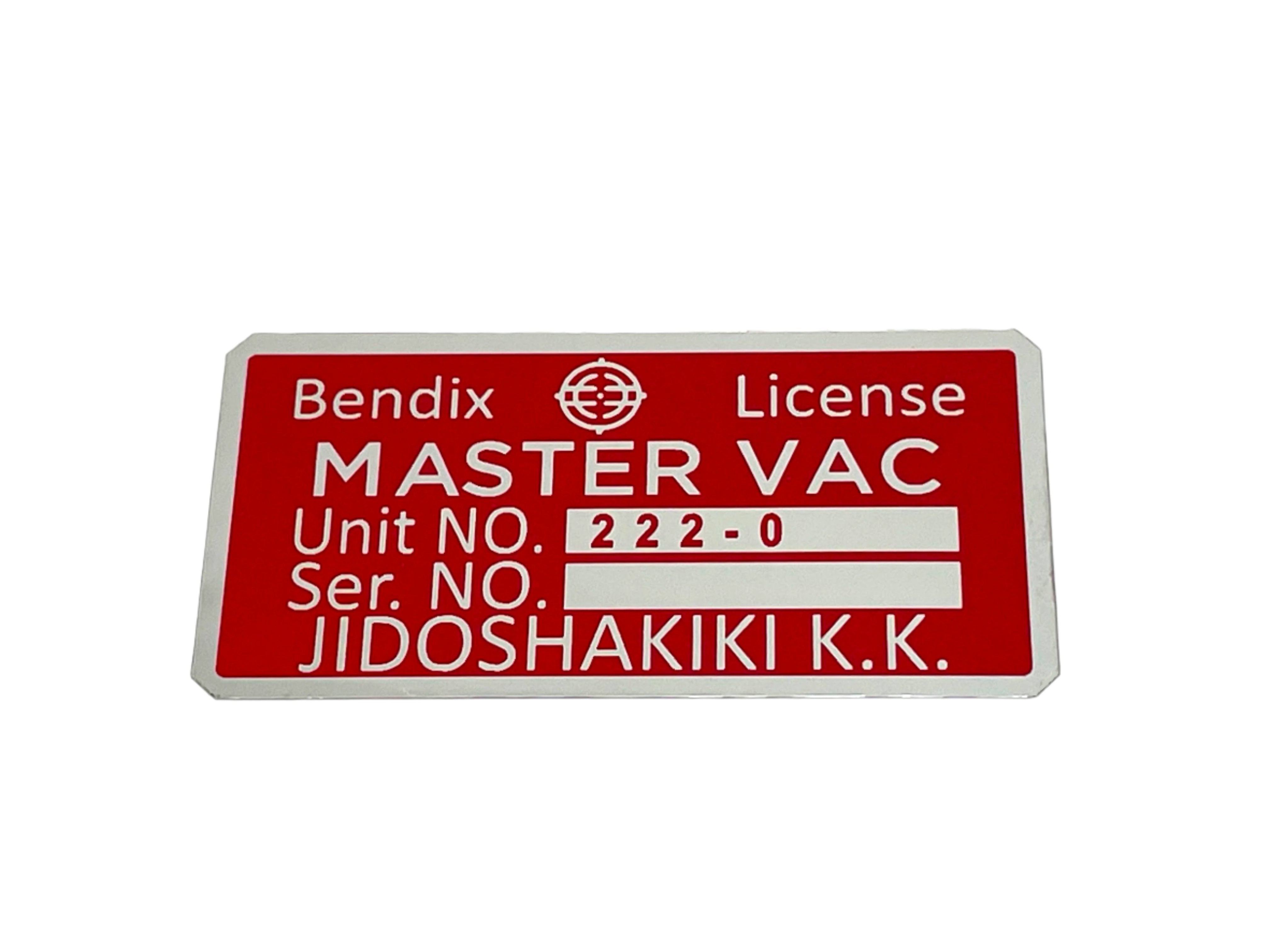 Brake Master Vacuum Decal for Early Datsun 240Z Series 1 JDM CAR PARTS