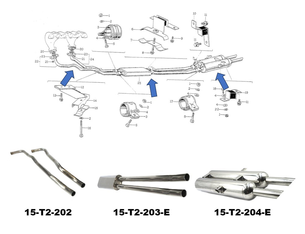 Stainless Steel Exhaust Pipe / Muffler Parts for Toyota 2000GT Early Model