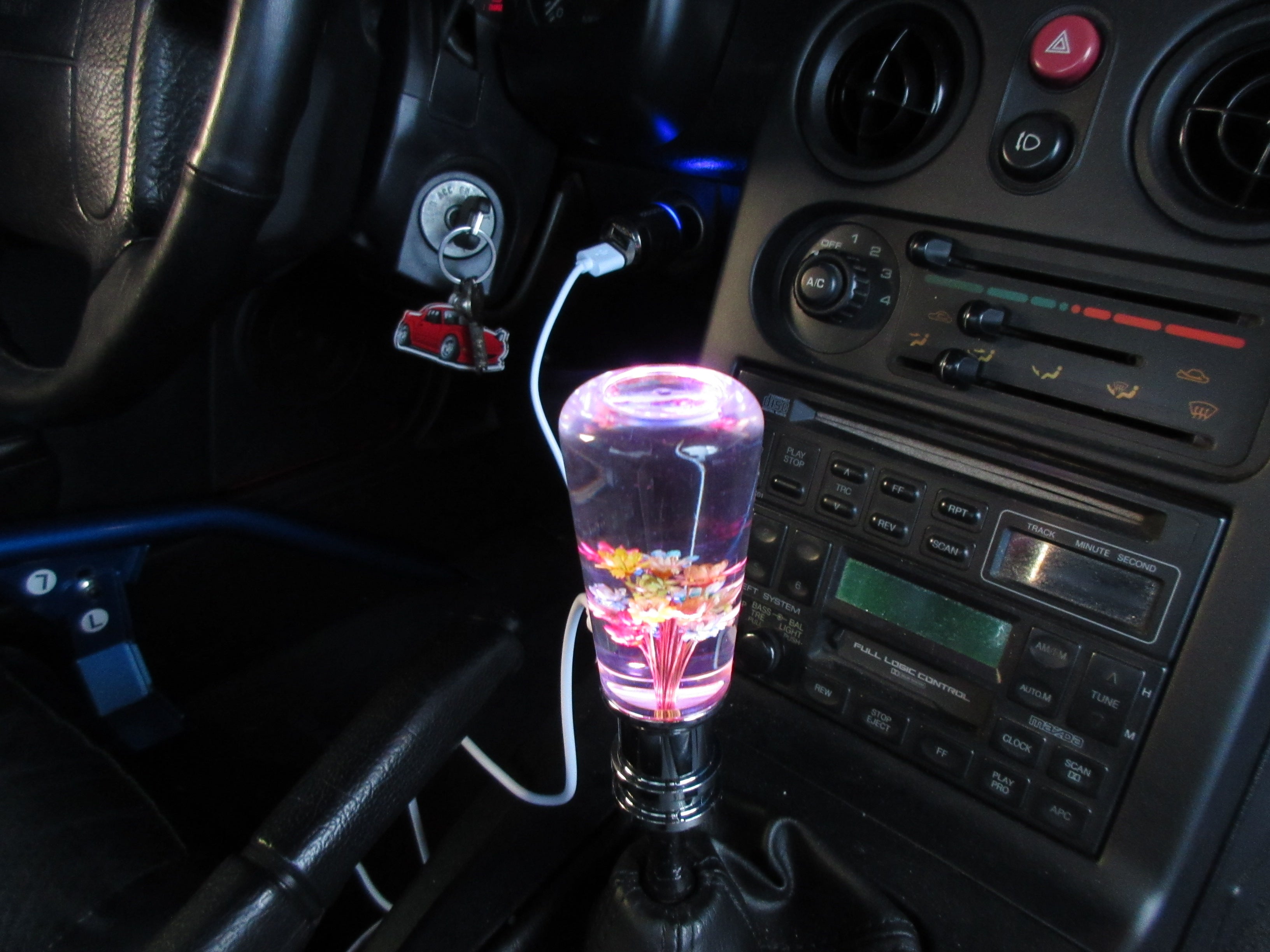 7 Color Changing LED Water Flower Shift Knob 10cm Vintage