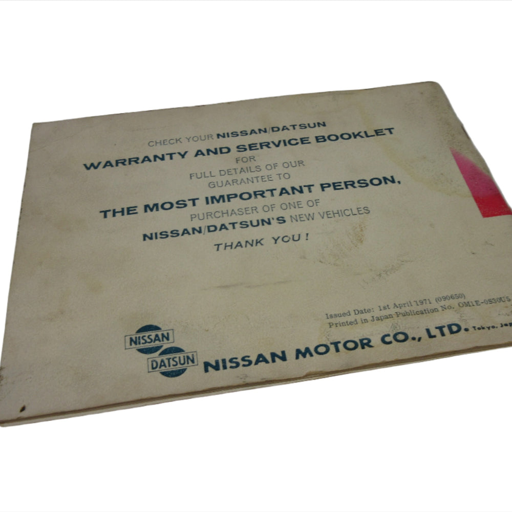 
                      
                        4/1971 Printed Date Datsun 240Z Owner's Manual Used
                      
                    