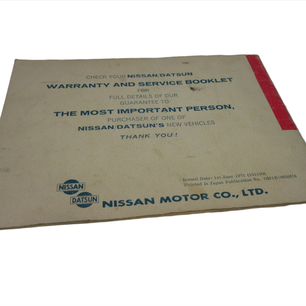 
                      
                        6/1971 Printed Date Datsun 240Z Owner's Manual Used
                      
                    