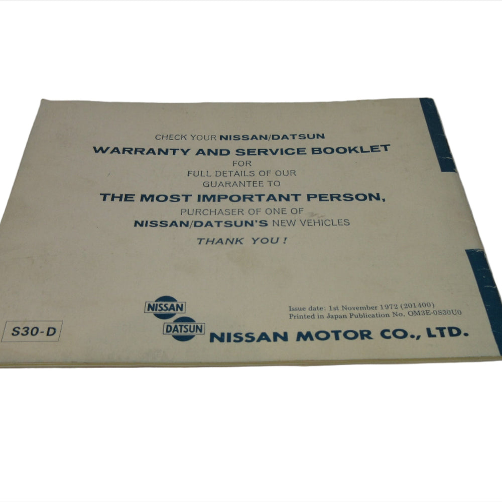 
                      
                        11/1972 Printed Date Datsun 240Z Owner's Manual Used
                      
                    