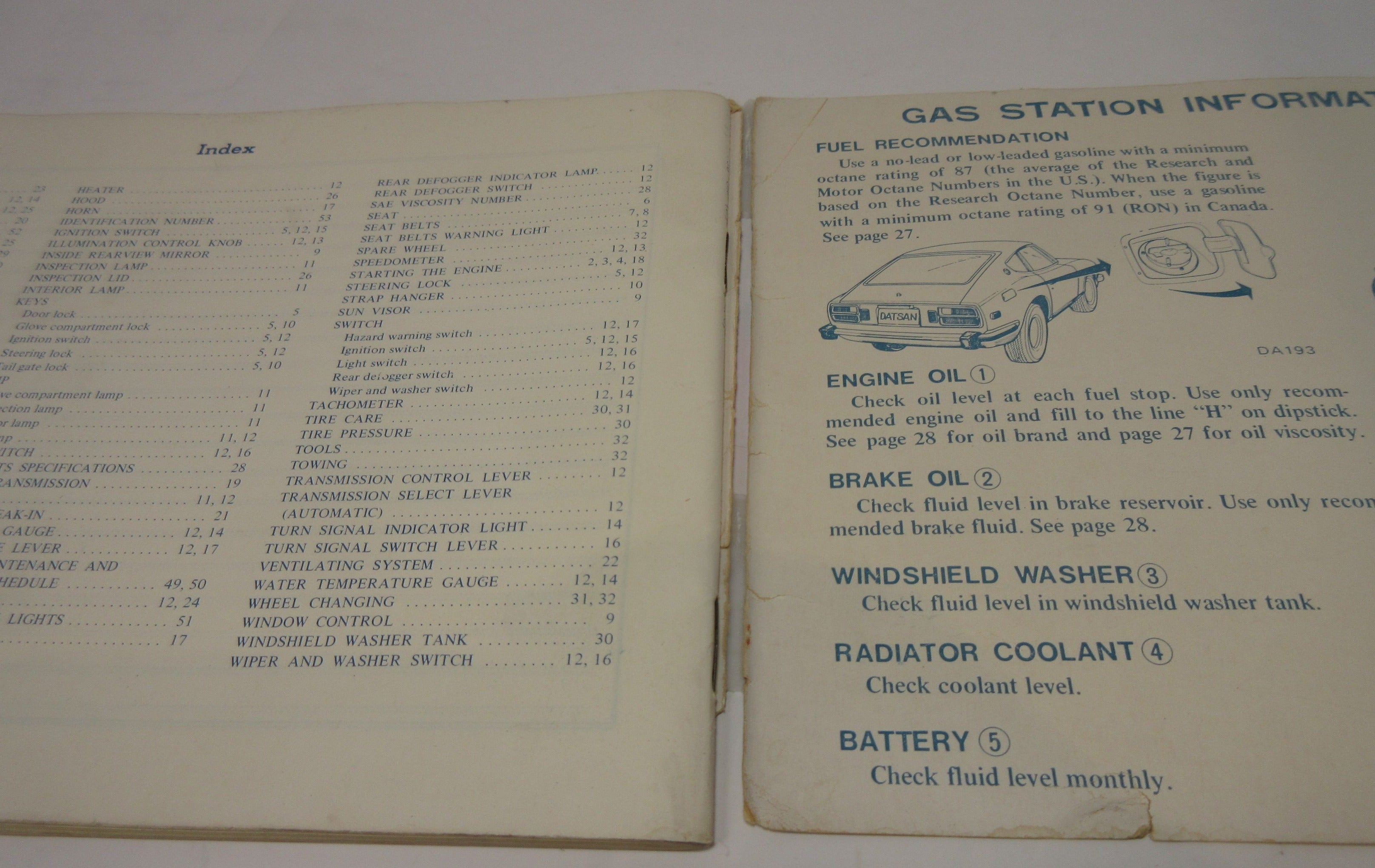 9/1973 Printed Date Datsun 260Z Owner's Manual Used – JDM CAR PARTS