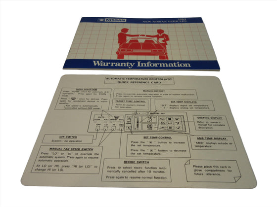 4/1984 Datsun 300ZX Warranty Information & AC Quick Reference Card