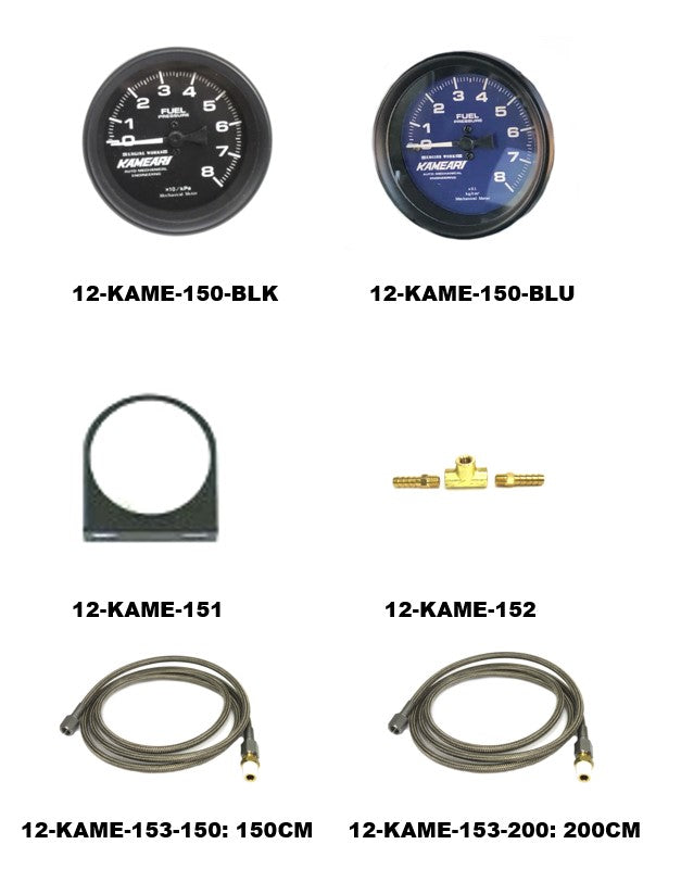 Kameari Fuel pressure Gauge 60mm with Black Face for Vintage Japanese Cars