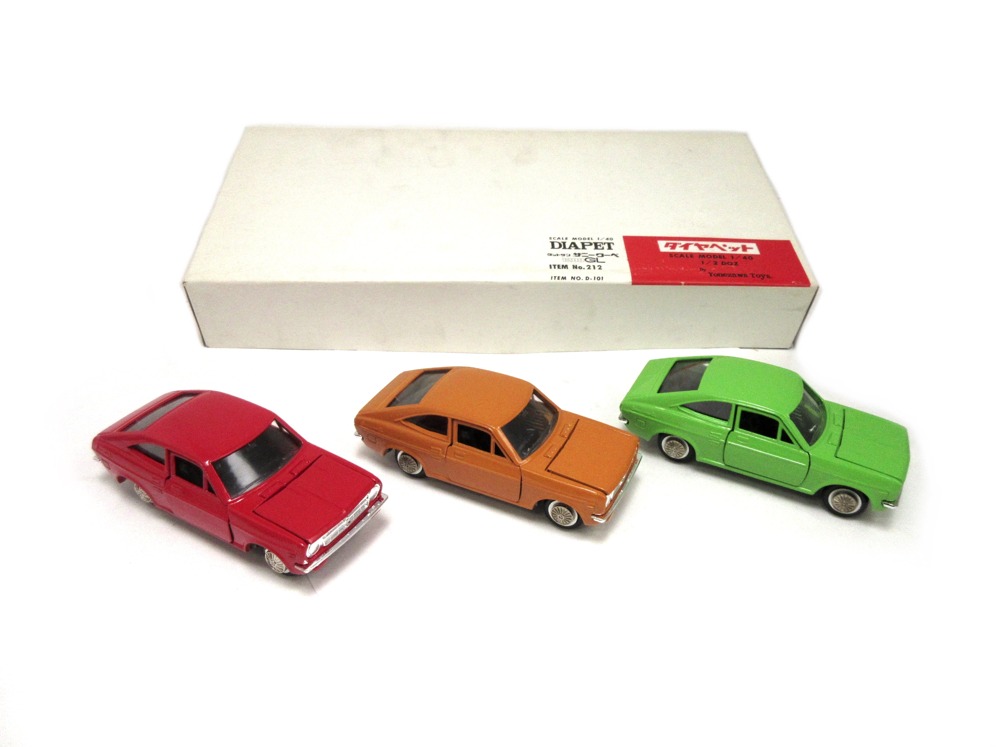 Yonezawa Diapet 1/40 Diecast Datsun Sunny Coupe 1200GL Lot of 3