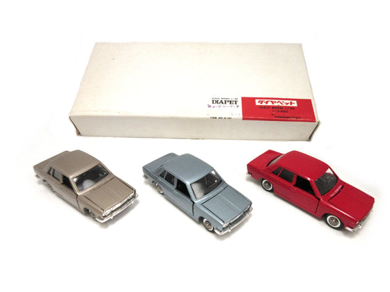 Yonezawa Diapet 1/40 Diecast Datsun Sunny Coupe 1200GL Lot of 3 and Datsun 510 Lot of 3 NOS 1970's Made in Japan