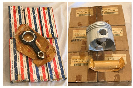 
                      
                        S20 Standard Piston Set and Connecting Rod Set Genuine Nissan NOS 12010-A0211 + 12100-A0200 for Skyline Hakosuka GT-R / Kenmeri GT-R / Fairlady Z432
                      
                    