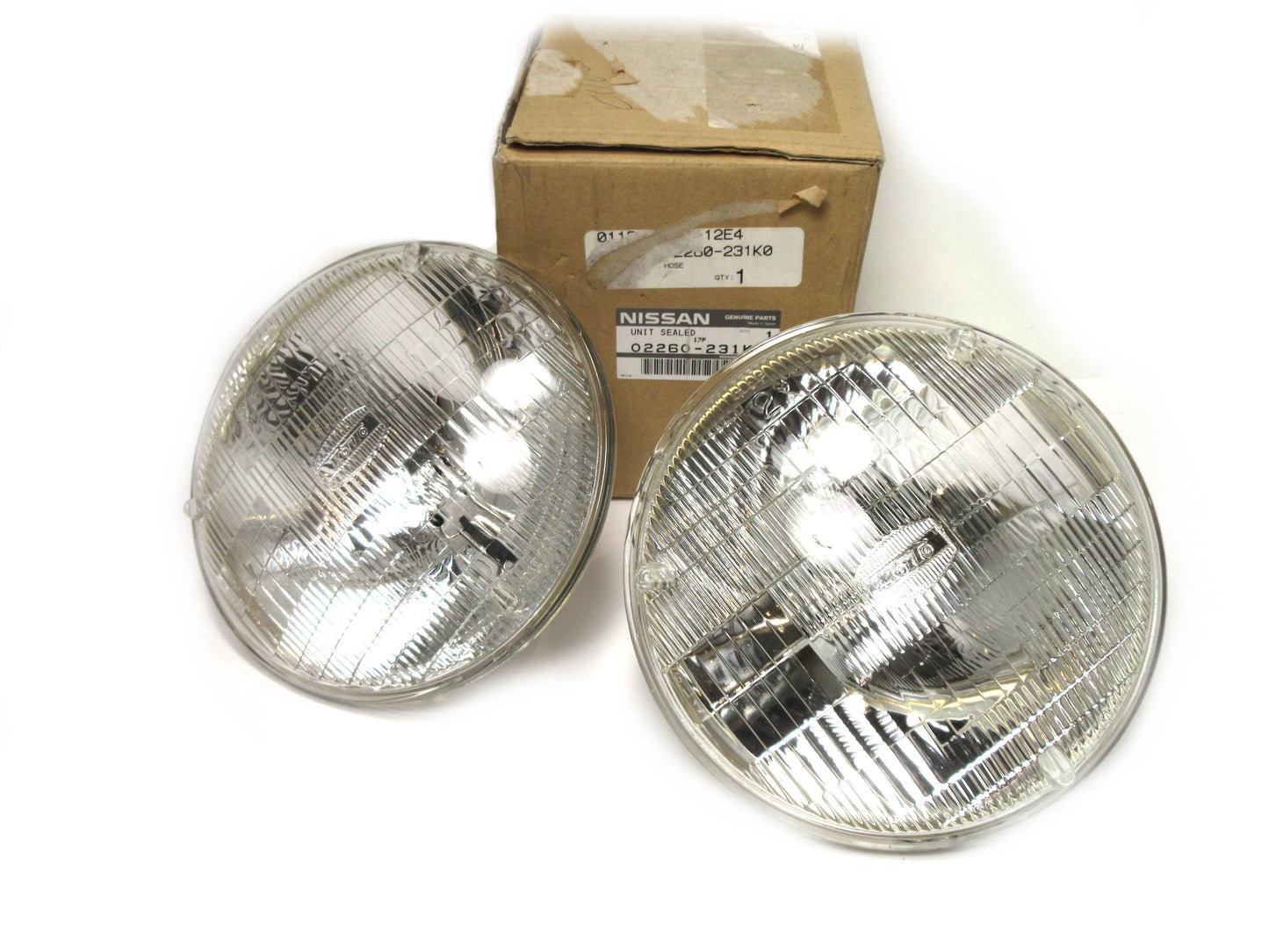 Koito Genuine Nissan 7" Sealed Beam Headlight Set 02260-231K0 x2 NOS