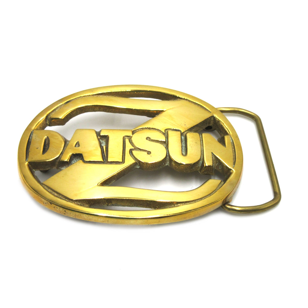 Vintage Datsun Solid Brass Belt Buckle 1978 NOS