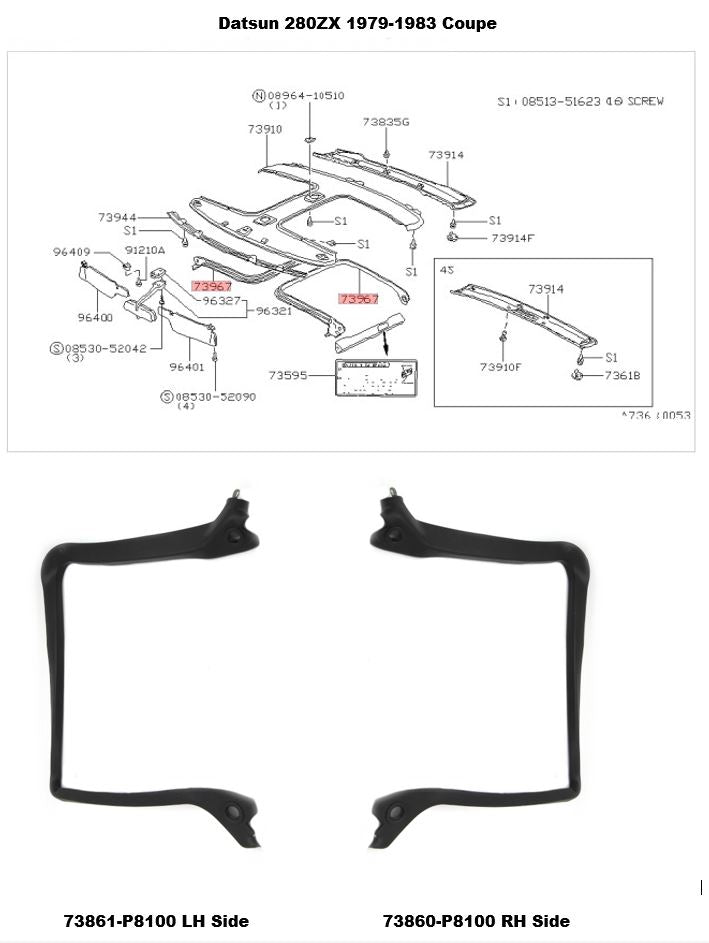 SALE-367: RH and LH T Top Welt Set for Datsun 280ZX 1979-83