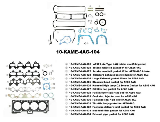 Kameari Racing Performance Engine Gasket for Toyota AE86 4AG Engine