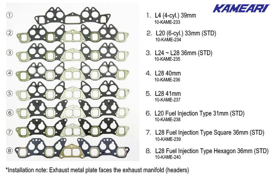 Kameari Performance Manifold Gasket for Nissan L Engines