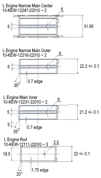 
                      
                        Kameari Racing Type Low-Friction Main Bearings for Nissan L Engines (Individual Sale)
                      
                    