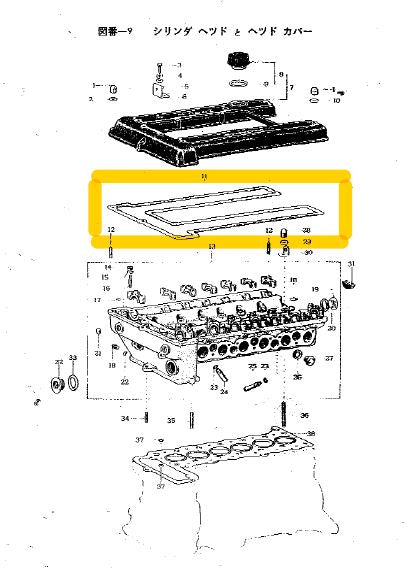 Valve cover gasket for Toyota 2000GT Temporary discontinued
