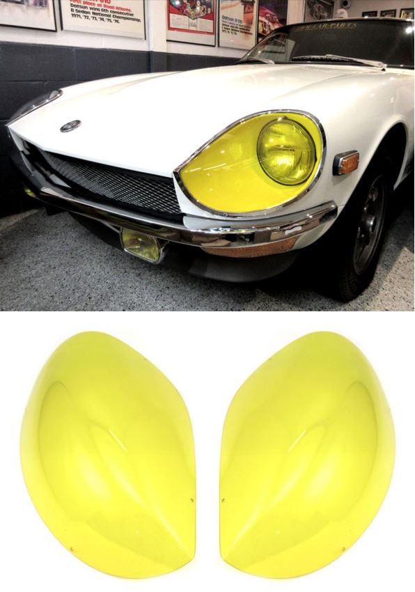 Replacement Lens Set for Genuine Nissan Headlight Cover Frame Transparent Yellow Type for Datsun 240Z / 260Z / 280Z