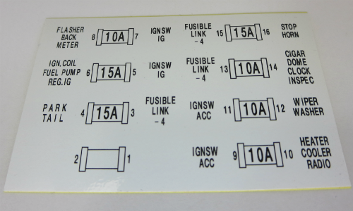 Fuse box lid decal for Skyline (Hakosuka) early type