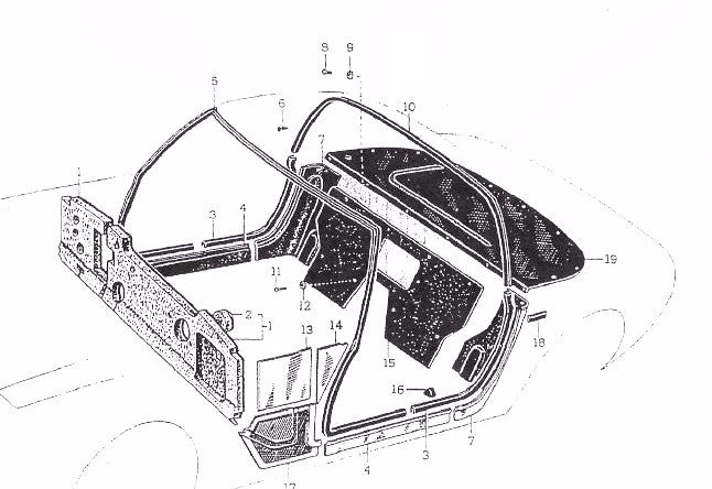 Door to Roof Weatherstrip Set for Toyota Sports 800