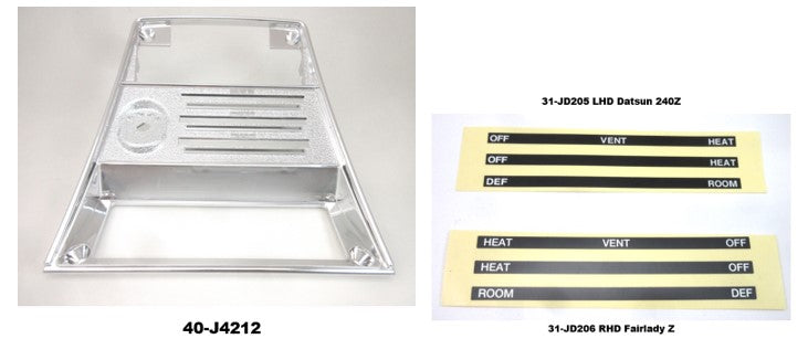 Heater Control Panel Chrome for 1969-'72 Datsun 240Z