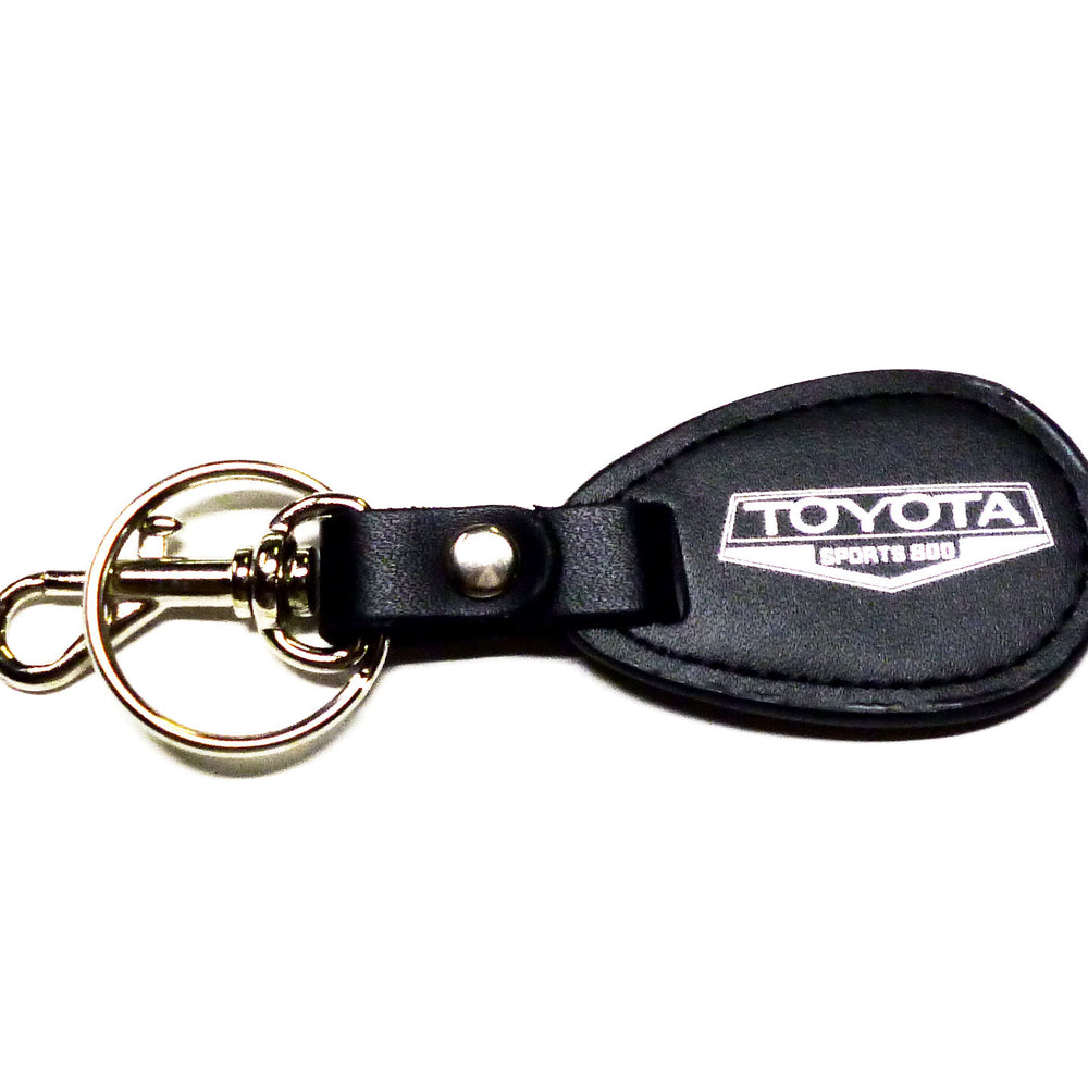 Toyota Sports 800 black leather key with silver emblem fob / key ring / key chain