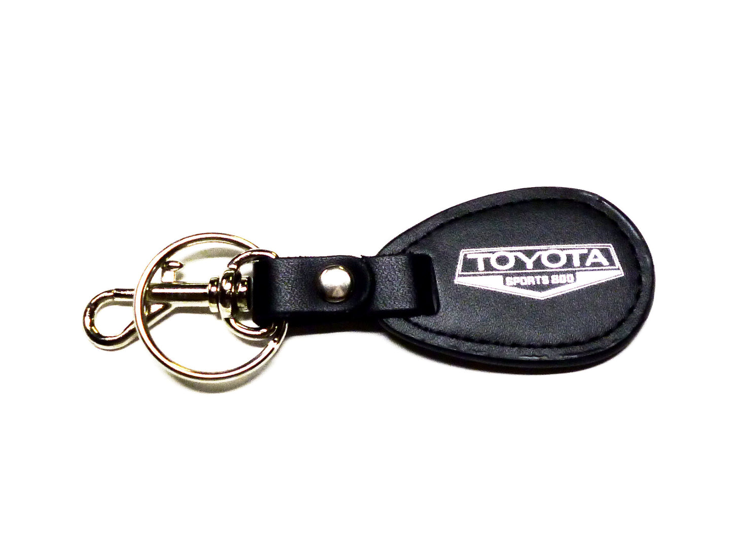 Toyota Sports 800 black leather key with silver emblem fob / key ring / key chain