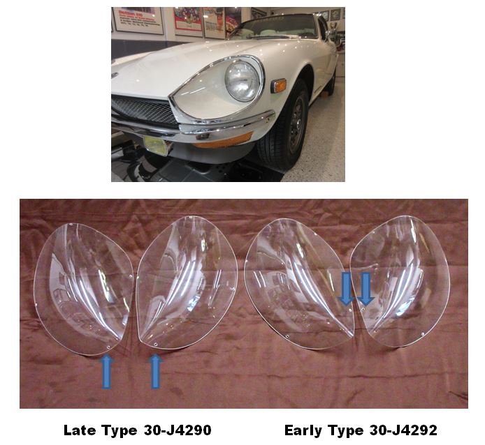 Replacement Lens Set for Genuine Nissan Headlight Cover Frame Clear Type for Datsun 240Z / 260Z / 280Z