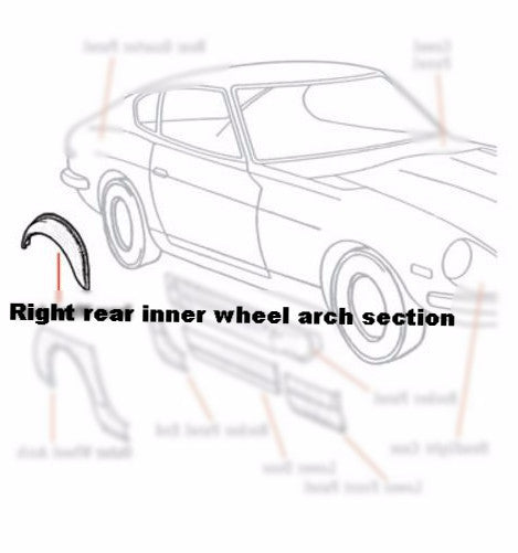 Right rear inner wheel arch section for Datsun 240Z, 260Z, 280Z  Reproduction