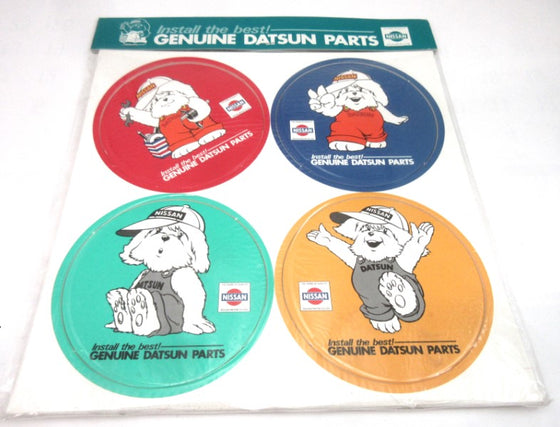 Nissan / Datsun dog drink coaster set from 1983-84 era