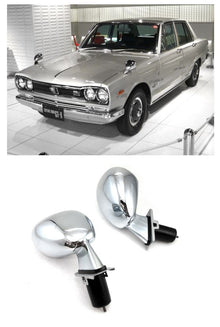  Chrome Fender Mirror Set for Nissan Skyline GT-X 1971-72 Restored