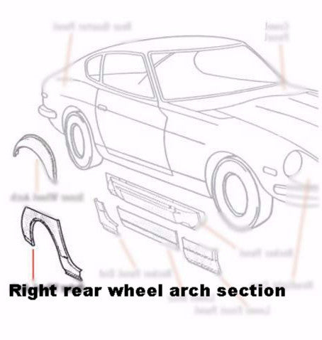 Right rear wheel arch section for Datsun 240Z, 260Z, 280Z Reproduction ...