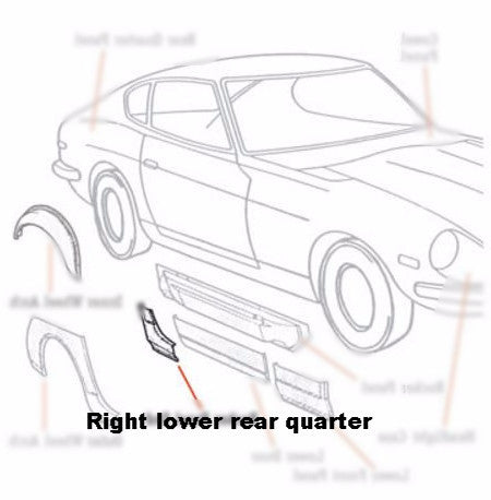 Right lower rear quarter for Datsun 240Z 260Z 280Z  Reproduction